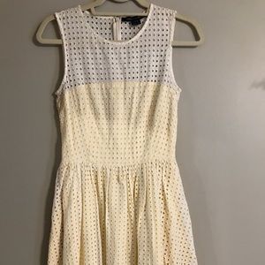 Yellow with white eyelet overlay dress